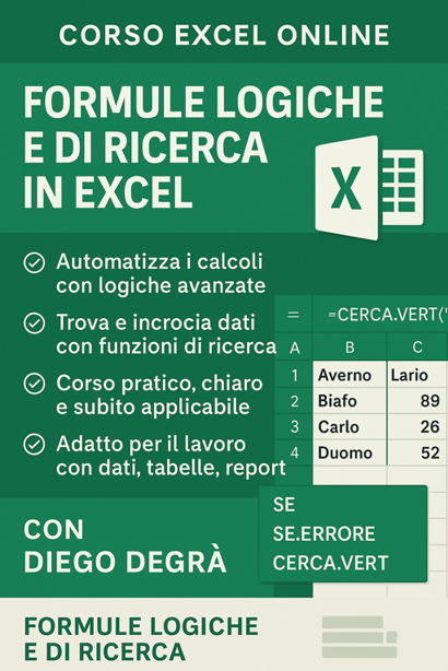 Corso Excel online: impara le formule logiche e di ricerca per ottenere dati precisi e risultati professionali