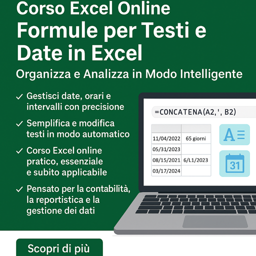 Corso Excel online: impara le formule per testi e date in Excel
